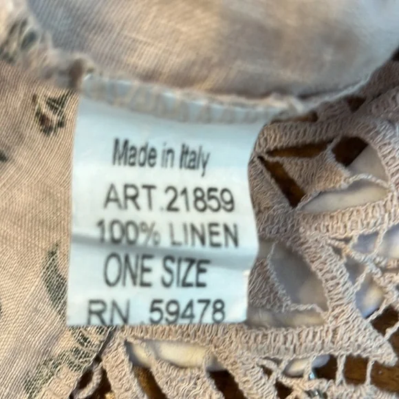 Pure linen beautiful cream floral kimono type shirt one size fits most - Picture 6 of 6